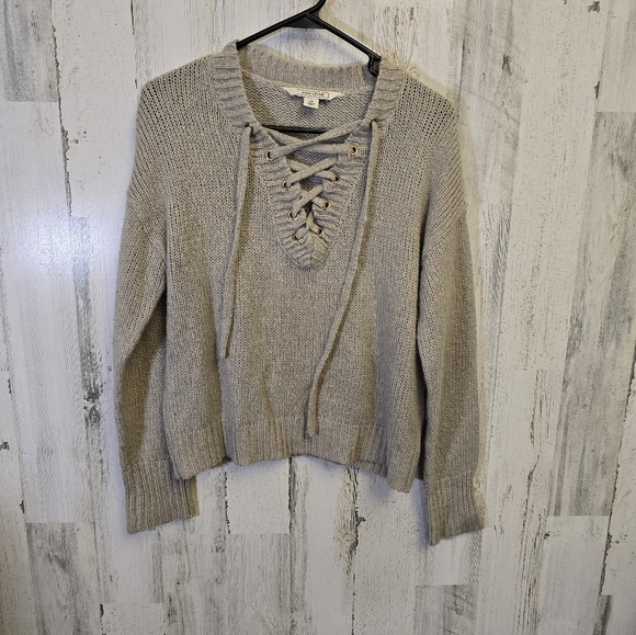 Adam Levine tan Cozy Knit Sweater with Lace-Up Detail women's size medium - Picture 8 of 8